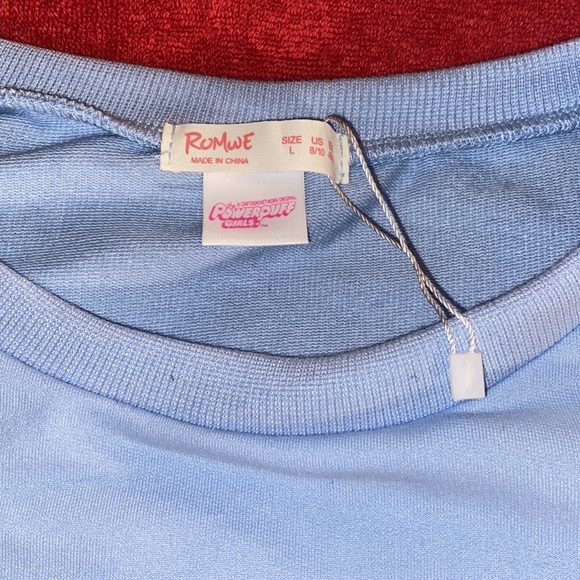 NWOT Women’s Powerpuff Girls/Bubbles Sky Blue RomWe Crewneck Sweatshirt - Picture 9 of 12